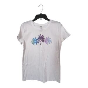 PINK Victoria's Secret White Blue Short Sleeve T-Shirt